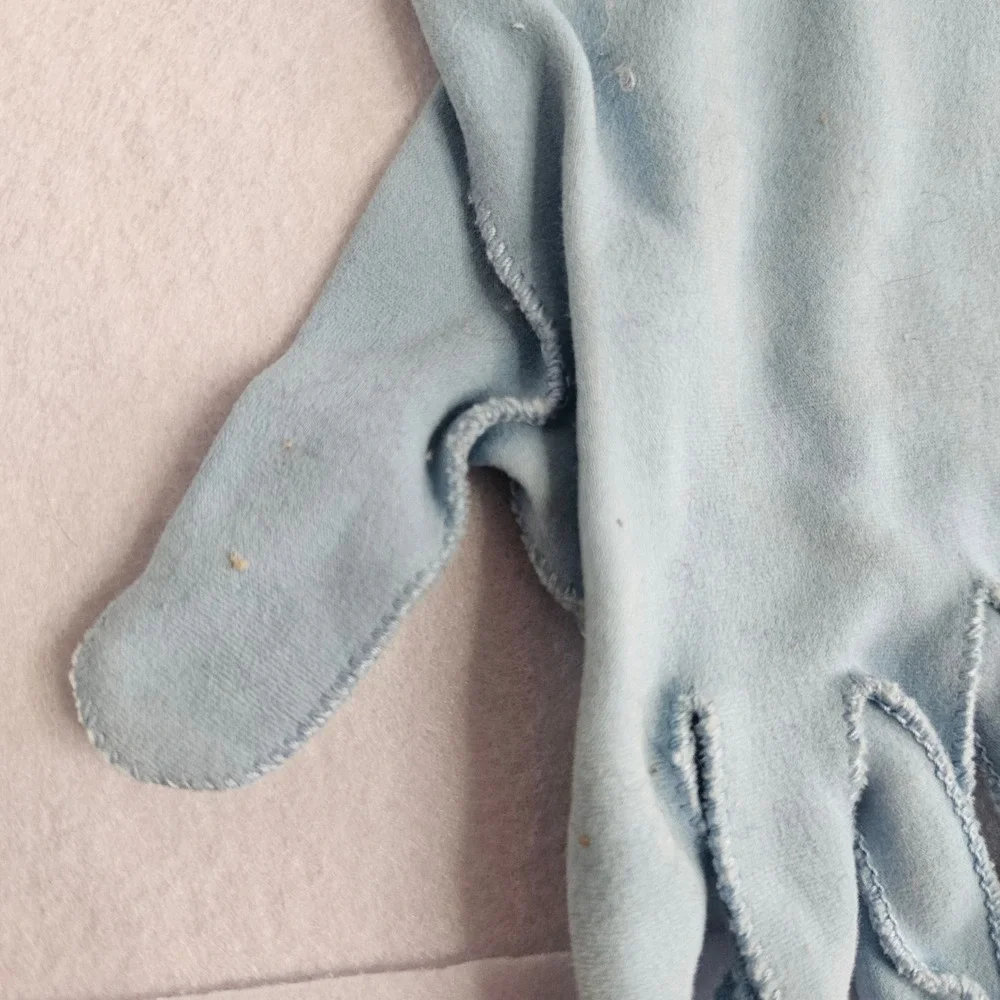Vintage Crescendoe Powder Blue Cotton Shortie Glove Scalloped Cuff Size 6.5 READ